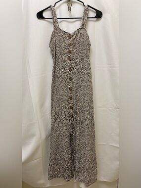 Japna Taupe and Black Leopard-Print Button-Front Maxi Dress